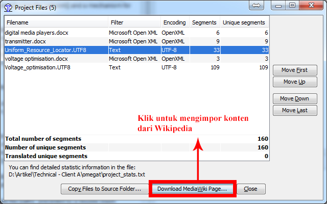 OmegaT wikipedia content import